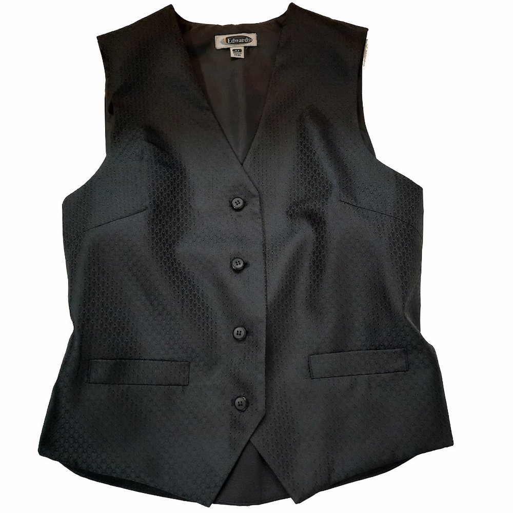 Vintage Edwards Black Textured Vest w/ Cinched Waist Sz M